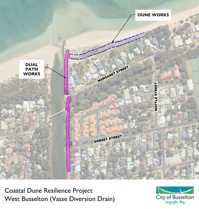 Map of the West Busselton coastal dune resilience project